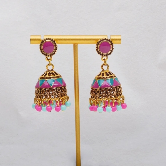 NWT Best-selling colorful jhumka earrings/ pakistani Indian jewelry/ ethnic - Picture 1 of 6
